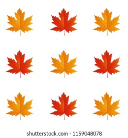 Autumn seamless pattern of maple leaves. Yellow leaf. Season banner. Nature background. Vector design illustration.