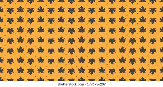 Patrón ininterrumpido de otoño, hojas de arce sobre un fondo naranja, textura de hoja abstracta.	