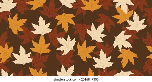 Autumn. Seamless pattern with autumn maple leaves. Background for textile or book covers, wallpapers, design, graphic art, printing, hobby, invitation. Vector illustration