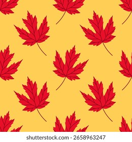 Patrón sin fisuras de otoño con hojas de arce. Acogedor ambiente de otoño. Para el tema de la escuela, textil, tela, Fondo de pantalla y otro diseño.