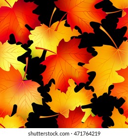 Autumn seamless pattern with maple leaves. Vector illustration.