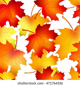 Autumn seamless pattern with maple leaves. Vector illustration.