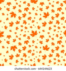 Autumn seamless pattern, maple leaves, flat design template, vector illustration