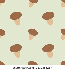 Patrón ininterrumpido de otoño, hongos sobre fondo verde, vector. Hongos de fondo verde claro.