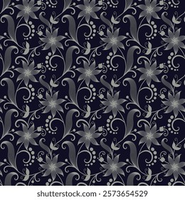 Autumn seamless pattern on black background