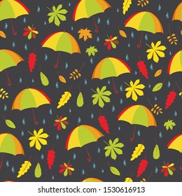 autumn seamless pattern on a dark background