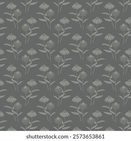 Autumn seamless pattern on gray background