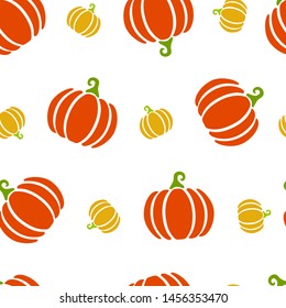 Autumn seamless pattern of orange and yellow big and small pumpkins. Harvesting pumpkins, autumn has come, soon Halloween. Illustration of vector eps10