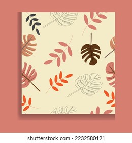 Autumn seamless pattern with plants, leaves, acorns.