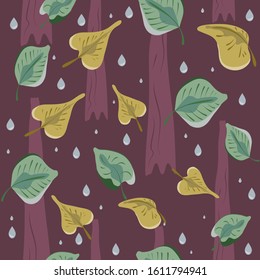 Autumn seamless pattern with poplar leaves, surface design for textile, fabric, wallpaper, wrapping, gift wrap, paper, scrapbook and packaging.