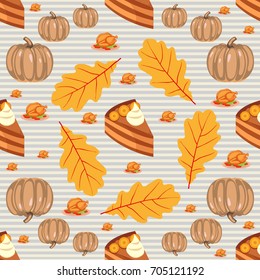 Autumn seamless pattern. Pumpkin vector background.