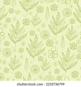  Autumn seamless pattern with pumpkins, plants, leaves, acorns