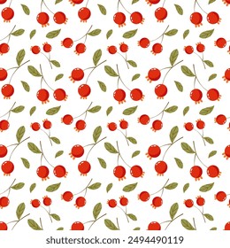autumn seamless pattern with red currant berries