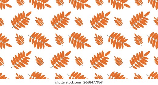 Autumn seamless pattern with red leaves in flat style. Fall harvest vector illustration for banners and social media posts, prints