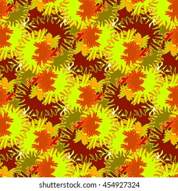 Autumn seamless pattern with red, orange and brown leaves.