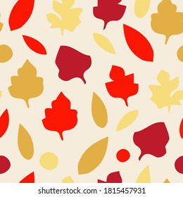 Autumn seamless pattern with red and yellow leaves. Autumn illustration, vector