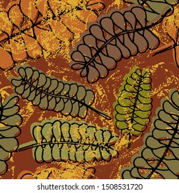 Autumn seamless pattern. Repetition texture of leaves of the boxwood tree. Vector illustration.