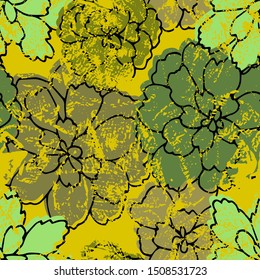 Autumn seamless pattern. Repetition texture of leaves of the pachysandra bush. Vector illustration.