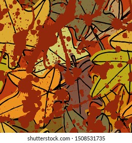 Autumn seamless pattern. Repetition texture of leaves of the ivy. Vector illustration.