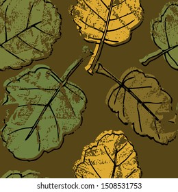 Autumn seamless pattern. Repetition texture of leaves of the alder tree. Vector illustration.