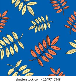 Autumn Seamless Pattern ROWAN LEAVES Color Vector Illustration for Birthday and Party, Wall Decorations, Scrapbooking, Baby Book, Photo Albums and Card Print