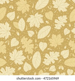 Autumn seamless pattern with seeds and leaves