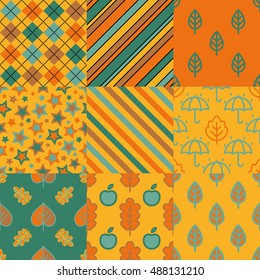 autumn seamless pattern set