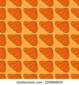 Autumn seamless pattern, square background, seasonal fall holidays, hand drawn pumpkins