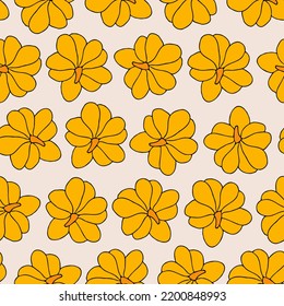 Autumn seamless pattern, square background, seasonal fall holidays, hand drawn pumpkins