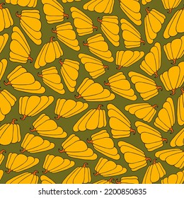 Autumn seamless pattern, square background, seasonal fall holidays, hand drawn pumpkins