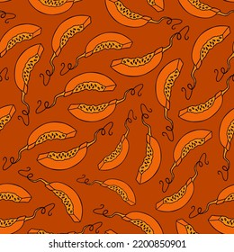 Autumn seamless pattern, square background, seasonal fall holidays, hand drawn pumpkins
