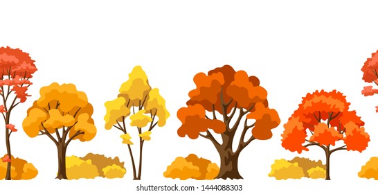 Autumn seamless pattern with stylized trees. Natural illustration.