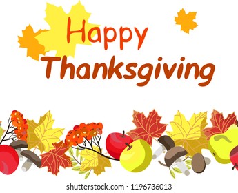 autumn seamless pattern, Thanksgiving, isolated on white background