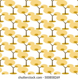 Autumn seamless pattern with trees on white background. autumn greeting cards wallpaper. Vector Illustration.  