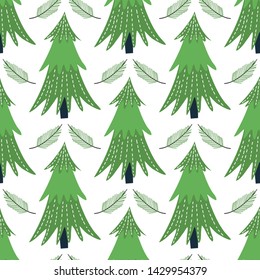 Autumn seamless pattern with trees.
Vector design for wrapping paper, textile. 