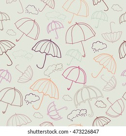 Autumn seamless pattern with umbrella
