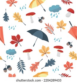 autumn seamless pattern with umbrellas