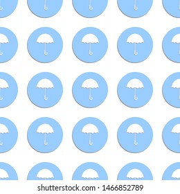 Autumn seamless pattern with umbrellas and pink circles on white background. Print for children.Template design for invitation, poster, card, flyer, banner.