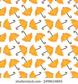 Autumn seamless pattern with umbrellas. Print for paper, textile and fabric. Cozy fall background. Hand drawn vector flat illustration.