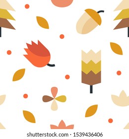 Autumn seamless pattern in vector. Colorful background for wrapping paper, textile, clothing.