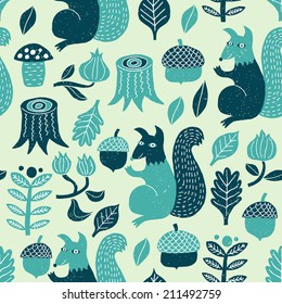 Autumn seamless pattern. Vector illustration. 