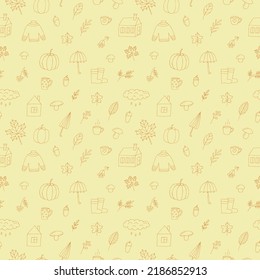 Autumn seamless pattern vector illustration, hand drawing doodles