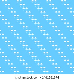 Autumn seamless pattern with white umbrellas on blue background. Vector illustration for fabric, textile, wallpaper, posters, gift wrapping paper.  Print for children. Doodle style. 