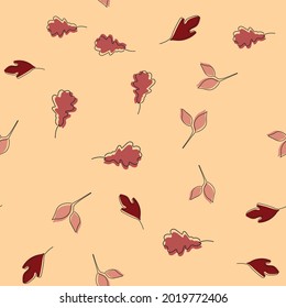 Patrón ininterrumpido de otoño con hojas rojas diferentes