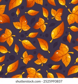 Autumn seamless pattern of yellow leaves