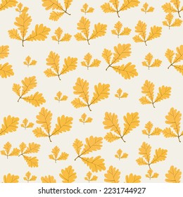Autumn Seamless Pattern. Seamless Yellow Oak Leaves. Oak leaves illustration. vector eps10