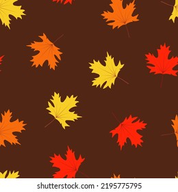 Autumn seamless pattern, yellow and red maple leaves fall in autumn