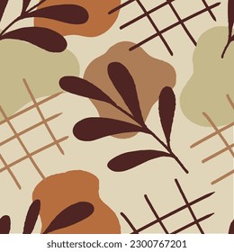 Autumn seamless patterns. Cool abstract and floral design. For fashion fabrics, kid’s clothes, home decor, quilting, T-shirts, cards and templates, scrapbook and other digital needs