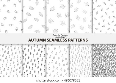Autumn seamless patterns. Hand drawn vector design.