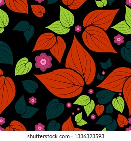 Autumn seamless pattern.Vector design inspiration abstract floral and leaves background for wedding, invitations, textile, wrapping paper,fabric.